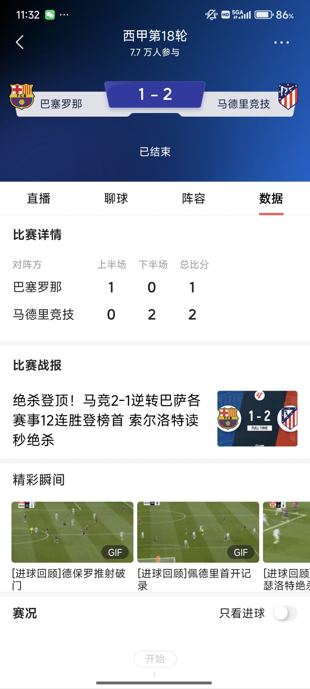 包含马竞客场告捷，领先积分榜第二名五分的词条